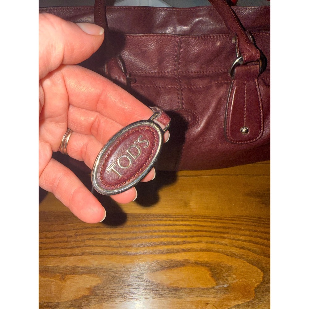 Tods Burgundy Leather Satchel Handbag Made in Italy Oxblood‎ Tote Bag - Picture 3 of 14